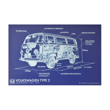 Load image into Gallery viewer, Volkswagen Type 2 Aluminium Blueprint Wall Art