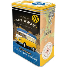 Load image into Gallery viewer, Clip Top Tin box - VW Let's Get Away!