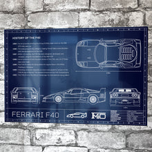 Load image into Gallery viewer, Ferrari F40 Aluminium Blueprint Wall Art