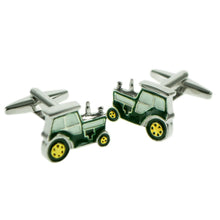 Load image into Gallery viewer, Green and Gold Tractor Cufflinks