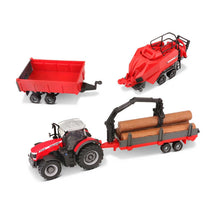 Load image into Gallery viewer, Massey Ferguson Tractor with 3 Trailers