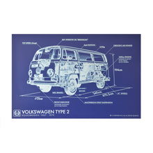 Load image into Gallery viewer, Volkswagen Type 2 Aluminium Blueprint Wall Art
