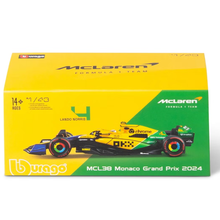 Load image into Gallery viewer, F1 McLaren MCL38 Lando Norris Monaco Grand Prix 2024 - 1:43 Scale Model with Helmet
