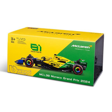 Load image into Gallery viewer, F1 McLaren MCL38 Oscar Piastri Monaco Grand Prix 2024 - 1:43 Scale Model with Helmet
