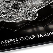 Load image into Gallery viewer, Volkswagen Golf Mark 2 Aluminium Blueprint Wall Art
