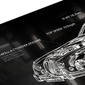 Jaguar Mark 2 Aluminium Blueprint Wall Art