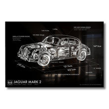 Load image into Gallery viewer, Jaguar Mark 2 Aluminium Blueprint Wall Art
