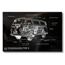 Load image into Gallery viewer, Volkswagen Type 2 Aluminium Blueprint Wall Art

