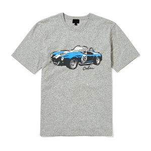 Grey unisex t-shirt with a blue Cobra car with the number 98 printed in the centre