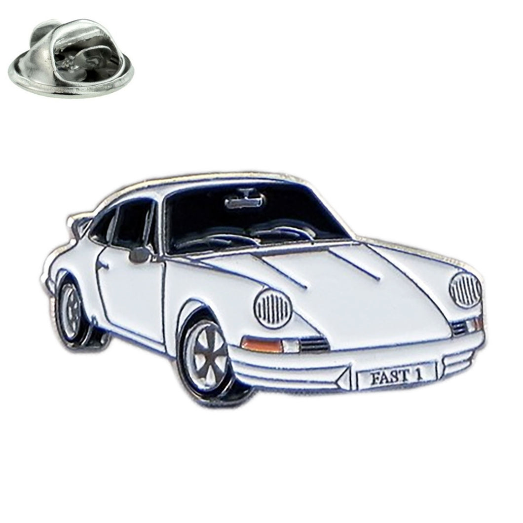 White Porsche Lapel Pin Badge